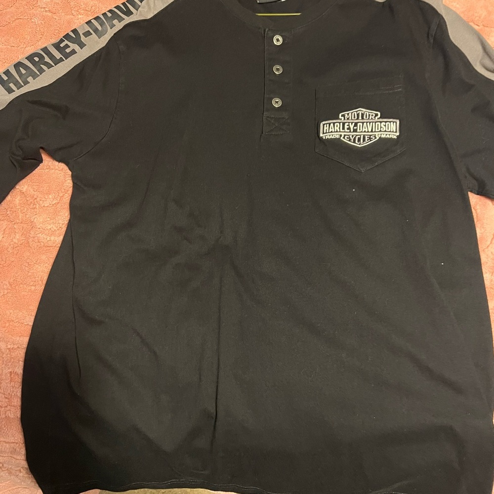 Harley-Davidson Black and Gray Henley